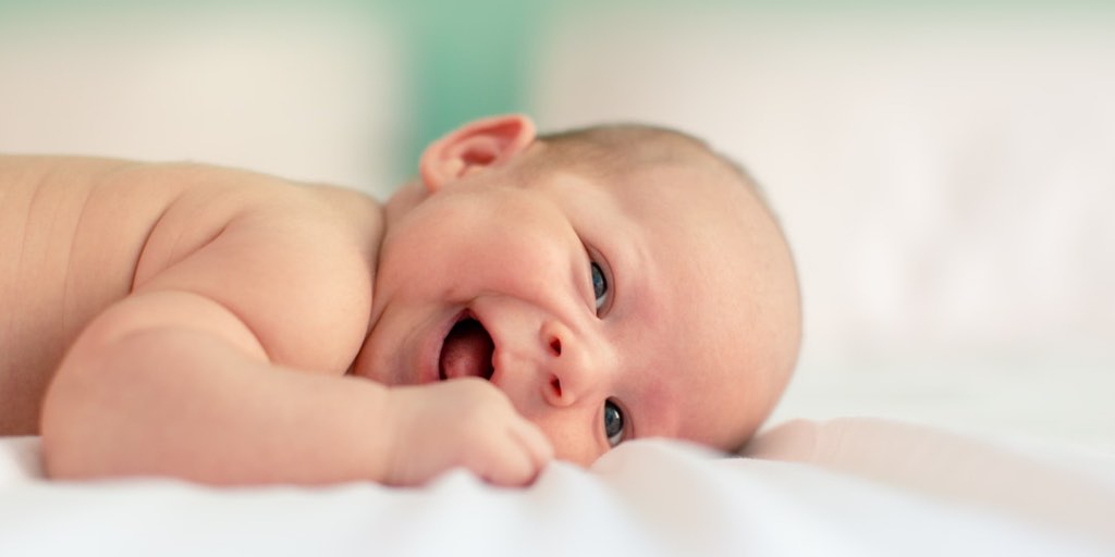 New born baby happy and excited